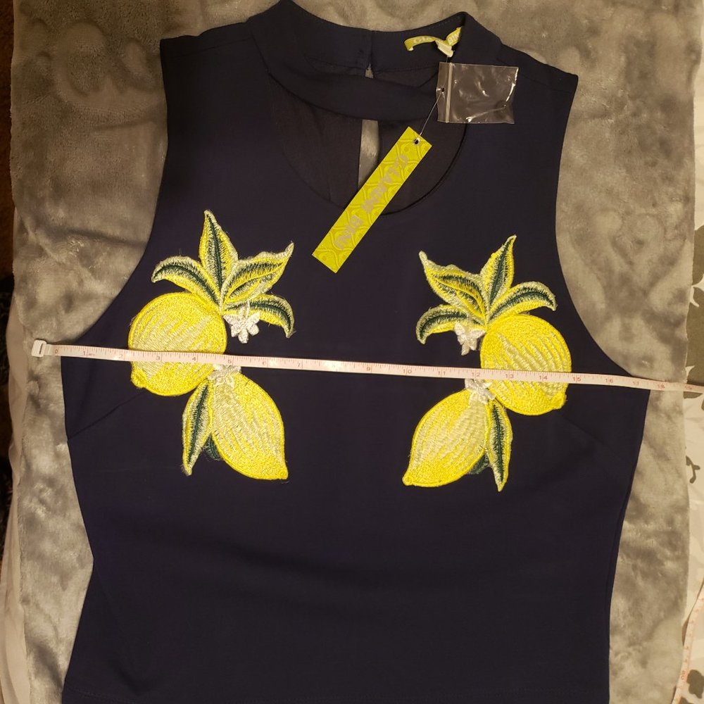 GB "Love Lemons" Blue Top NWT - Picture 9 of 10